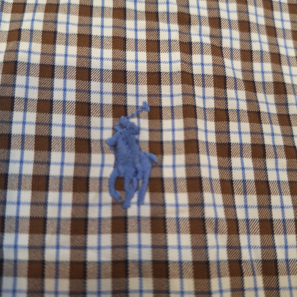 Ralph Lauren Button‎ Down Mens 2XB Brown Gingham Performance Long Sleeve Shirt - Picture 2 of 7